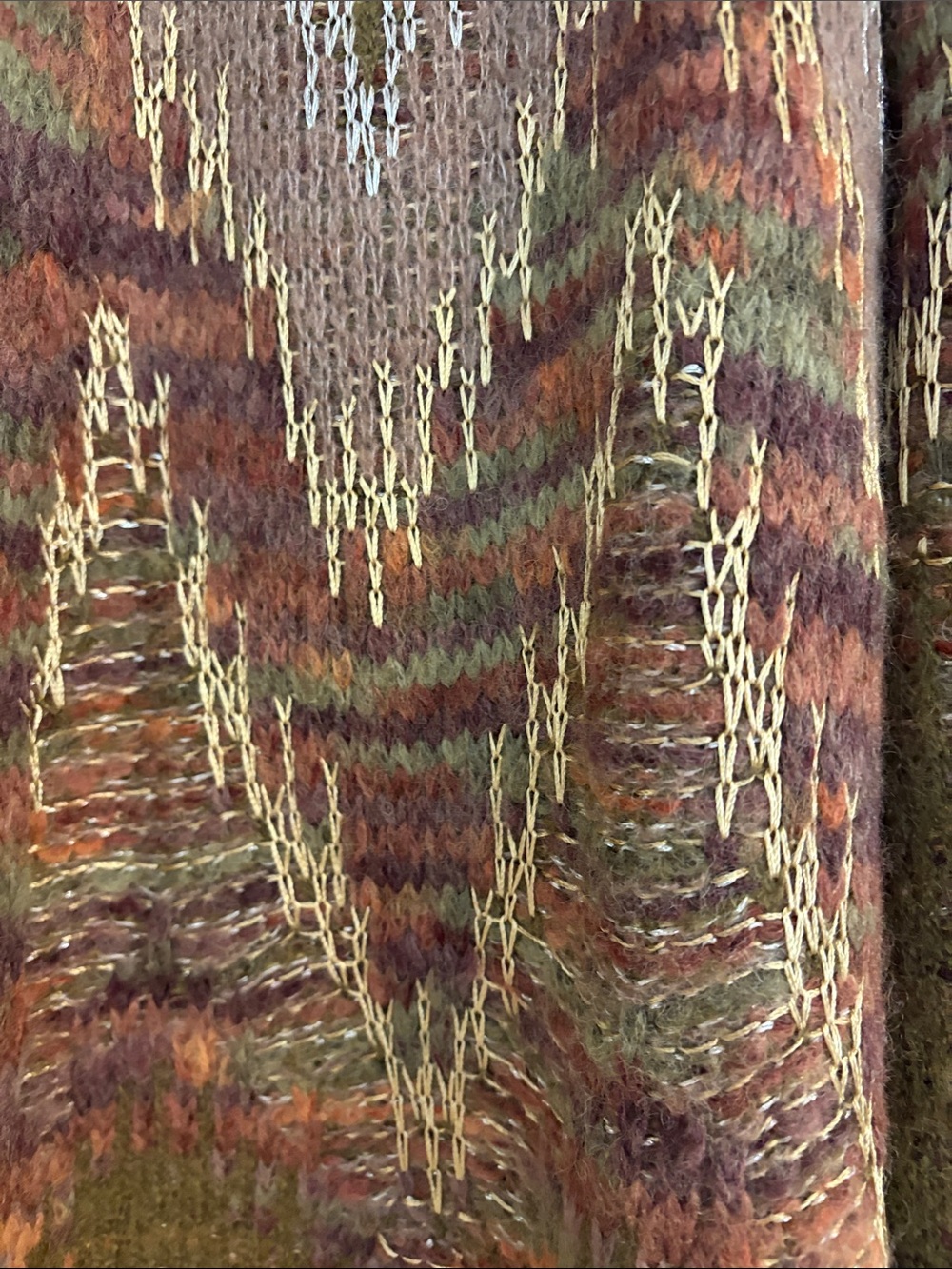 NWOT. Never worn. Lucky Brand Multicolor Olive Brown Open Cardigan - Picture 5 of 6